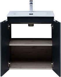 Aquanet Мебель для ванной Алвита New 60 2 дверцы подвесная антрацит матовая – фотография-10